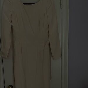 Cream Cowl-Neck Long Sleeve Wedding Dress